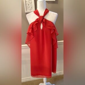 Chic Orange Dress with Ruffle Detail